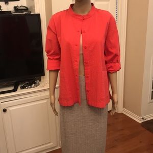 Organic Cotton watermelon Pucker Mandarin Collar Jacket - Sz L